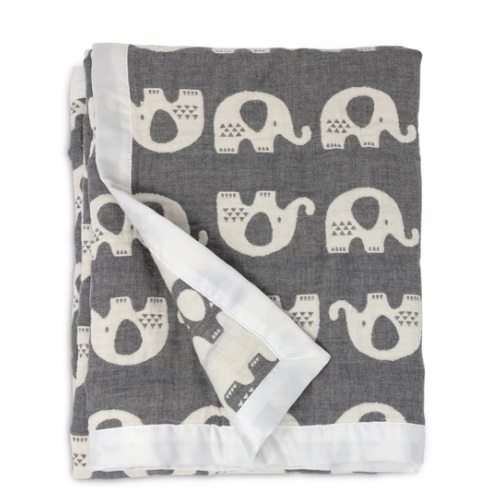 Baby and Beyond | Living Textiles Muslin Jacquard Blanket – Grey Elephant