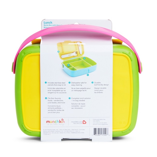 Munchkin® Lunch™ Bento Box for Kids, Includes Utensils, Yellow