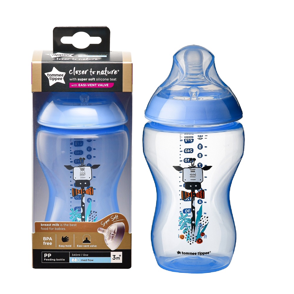 Baby and Beyond  Tommee Tippee Bottle SS Med Flow Teats 12oz/340ml – (Blue)