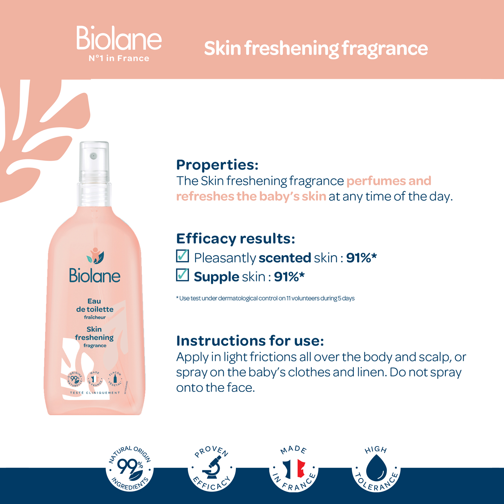 Biolane - Eau de toilette fraîcheur - spray 200 ml - Parfumer bébé