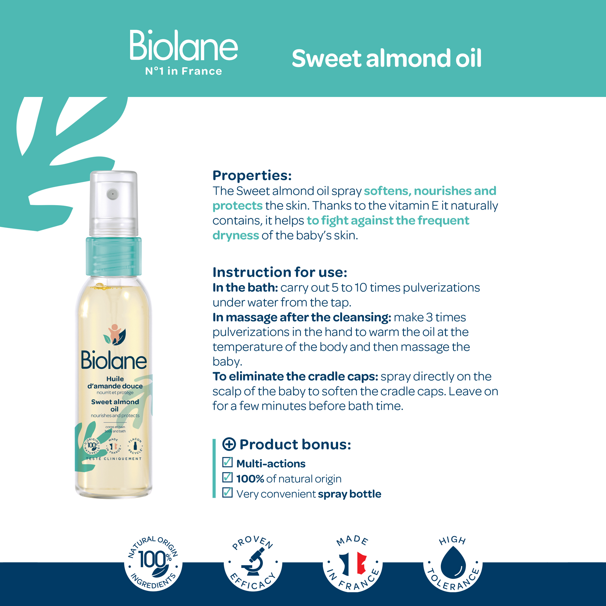 Baby and Beyond | Biolane Sweet Almond Oil Spray 75ml