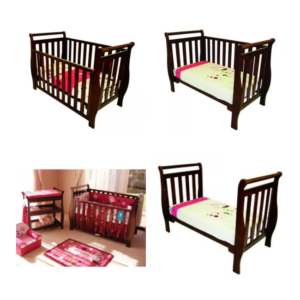 Babyhood Georgia Sleigh Cot with Breathe Eze Cradle Mattress